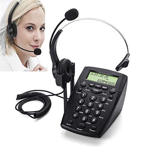 Call Center Telephone with Headset, MCHEETA Phone with Noise Cancellation Headset and Dialpad Black-2