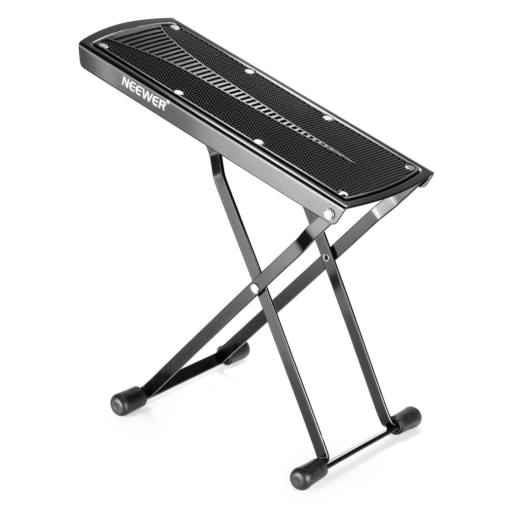 Neewer Extra Sturdy Guitar Foot Rest Made of Solid Iron, Provides Six Easily Adjusted Height Positions, Excellent Stability with Rubber End Caps and Non-Slip Rubber Pad (Black)