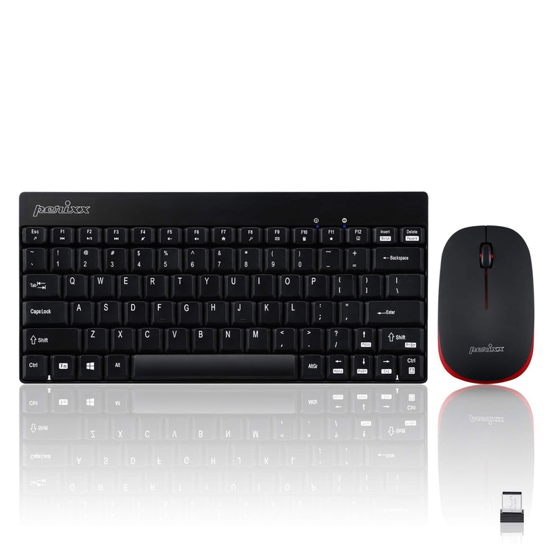 Perixx Periduo-712B Wireless Mini Keyboard and Mouse Set, Black, US English Layout