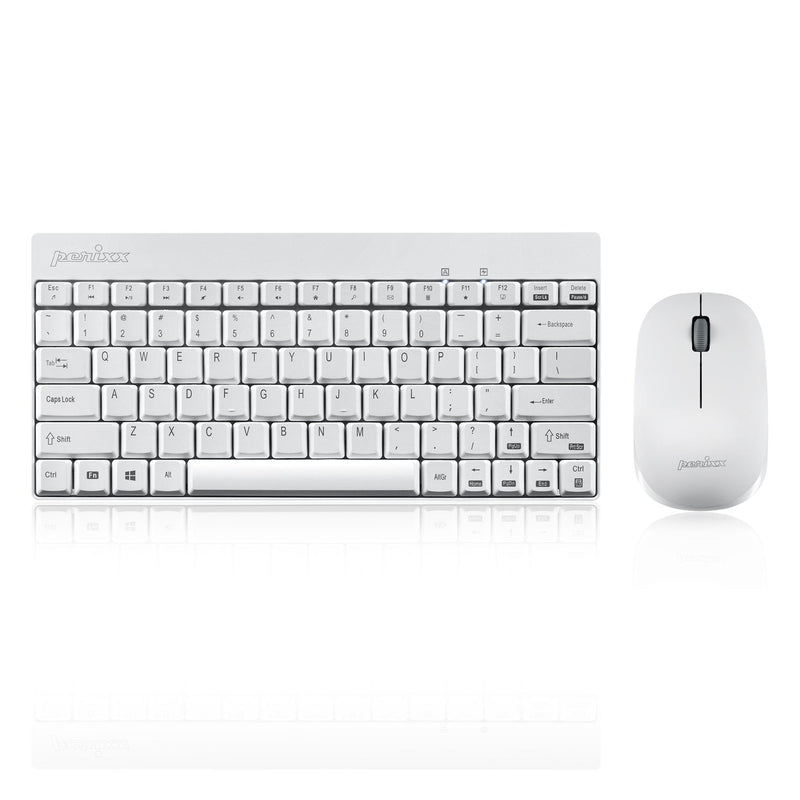 Perixx Periduo-712W Wireless Mini Keyboard and Mouse Set, White, US English Layout,PERIDUO-712