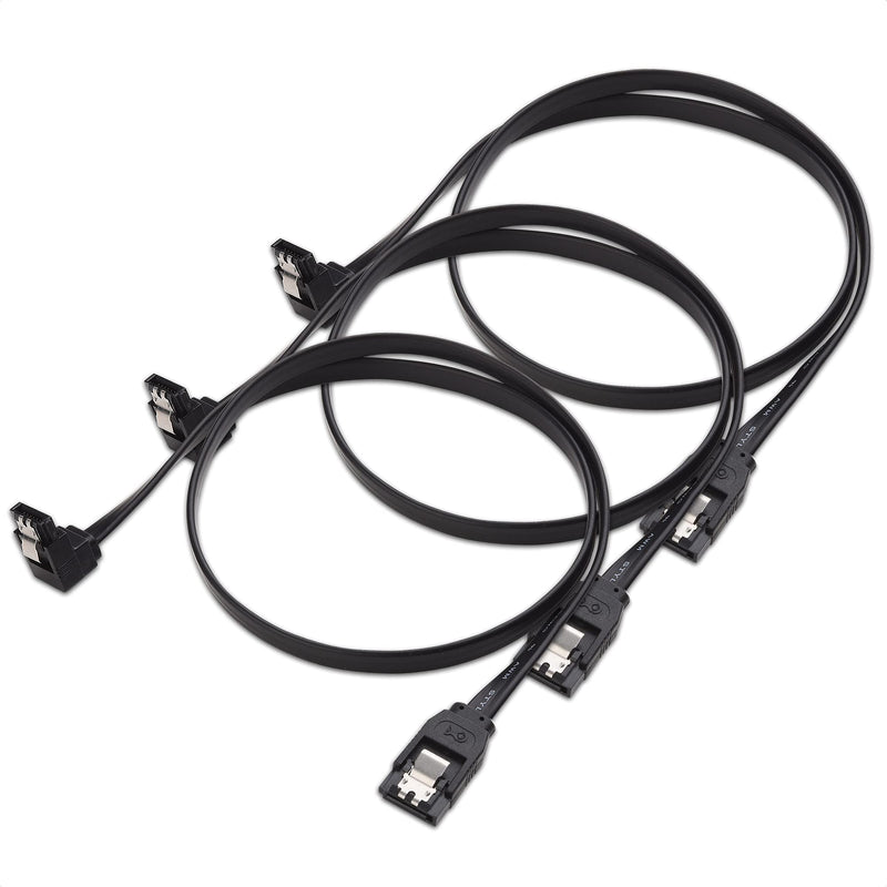[AUSTRALIA] - Cable Matters 3-Pack 90 Degree Right Angle SATA Cable 24 Inches (6.0 Gbps SATA III Cable, SATA Cable for SSD, SATA SSD Cable, SATA 3 Cables) Black 