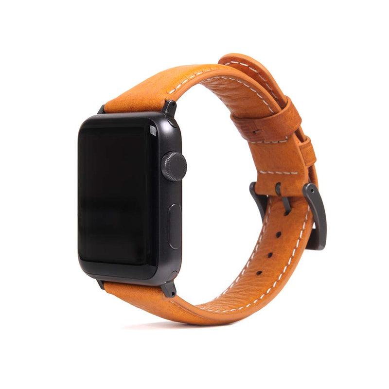SLG Italian Minerva Box Leather Apple Watch Band 49mm 46mm 45mm 44mm 42mm, Vegetable-Tanned Strap for Apple Watch Ultra 3/2/1, Series 11–1, SE 3/2/1 – [Tan] Tan 49mm/46mm/45mm/44 mm/42mm(Series 3 2 1)