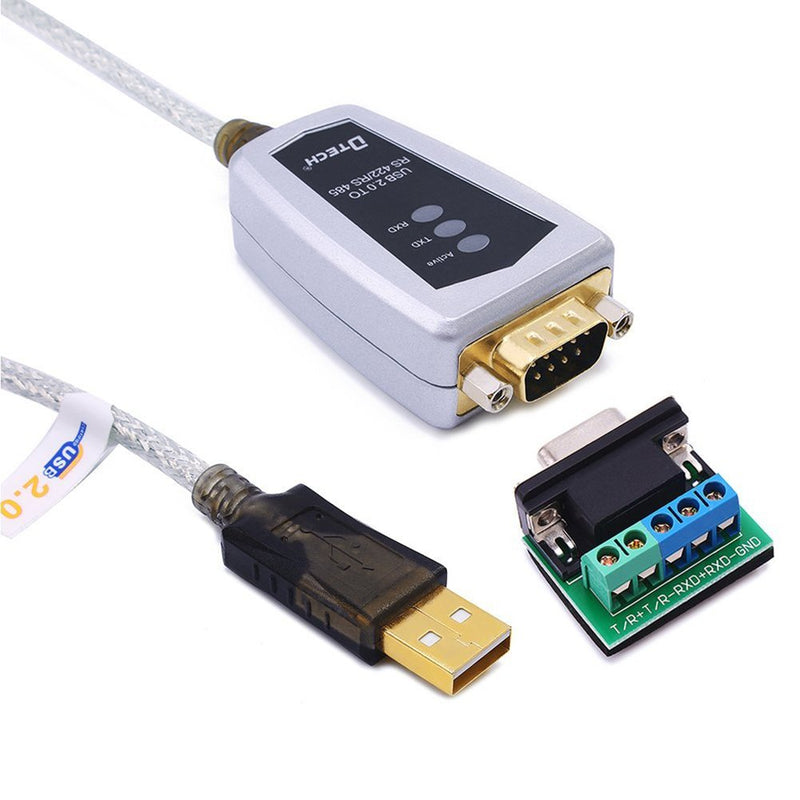 DTECH USB to RS422 RS485 Serial Port Adapter Cable with FTDI Chipset 5 Position Terminal Board for Windows 11 10 8 7 XP Mac (4 Feet)