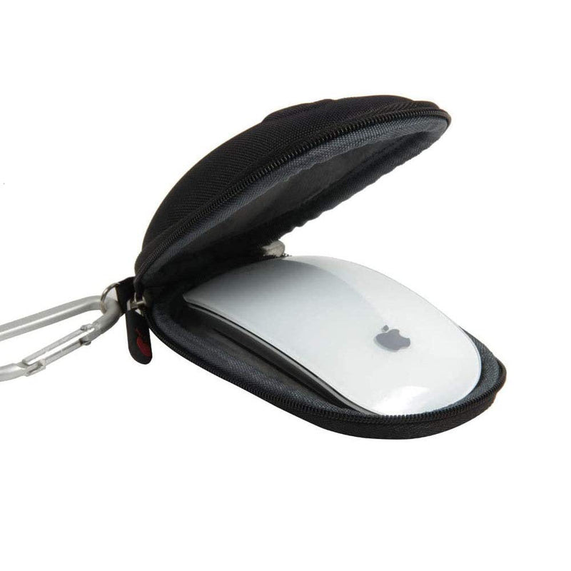 Hermitshell Nylon Travel Case with Carabiner Fits Apple Magic Mouse (I and II 2nd Gen) (Black) Black Nylon
