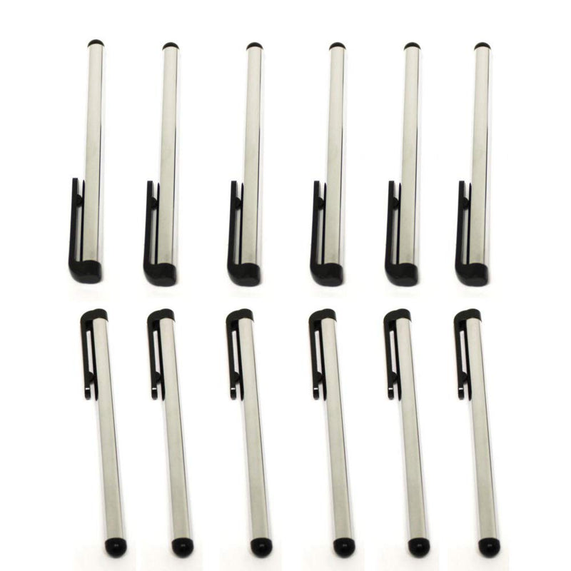 ASC 12 x Stylus Pen 4 Inch Stylus for iPhone 7 6, Samsung, Ipad, iPod, and All Touch Screen Devices - 1 Dozen Silver
