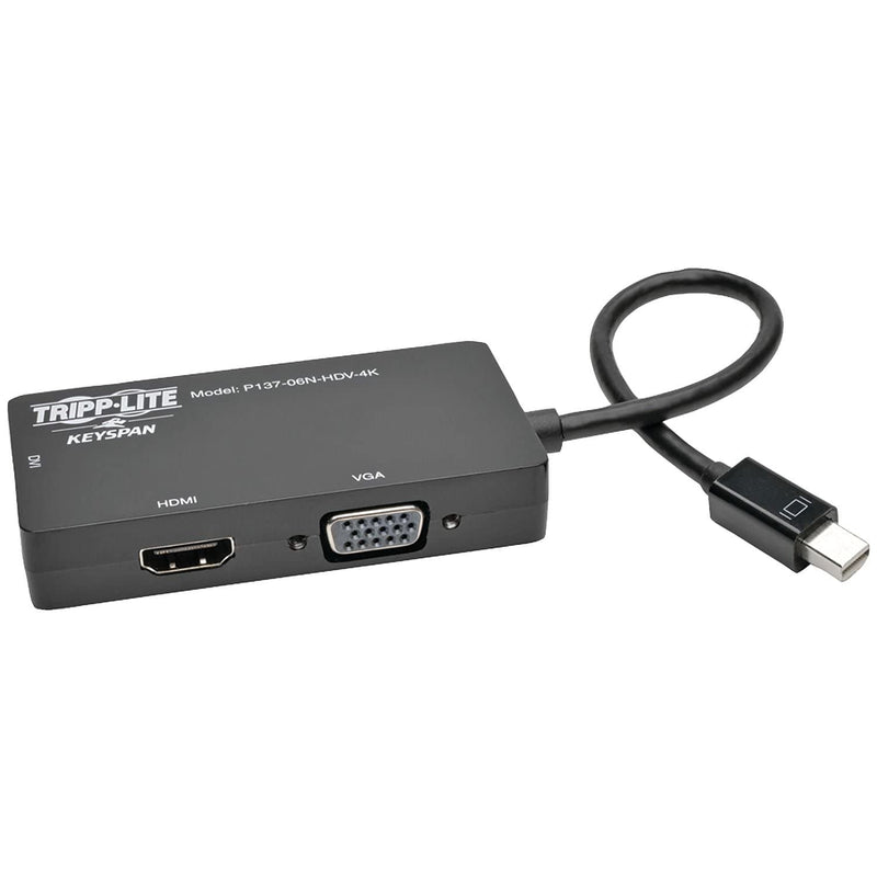 [AUSTRALIA] - Tripp Lite Keyspan Mini DisplayPort to VGA/DVI/HDMI, All-in-One DP 1.2 Converter Adapter, Thunderbolt 1 & 2 Compatible, 4K HDMI 30Hz, Black, 3 Year Warranty (P137-06N-HDV-4K) VGA/DVI/4K HDMI 