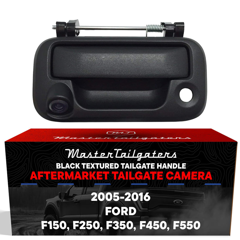 Master Tailgaters Black Tailgate Handle with Backup Camera Replacement for Ford F150 F250 F350 F450 F550 (2005-2016) | IP68 Waterproof | Parking Grid Lines Available | Easy to Install