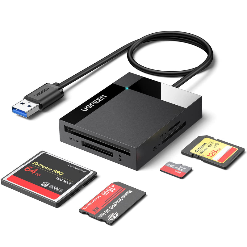 UGREEN SD Card Reader 4 in 1 Multi USB 3.0 Micro SD Memory Card Adapter for External Camera Photo SD SDXC SDHC TF MicroSD Micro SDXC Micro SDHC MS CF Compact Flash UHS-I Cards for PC Computer Mac