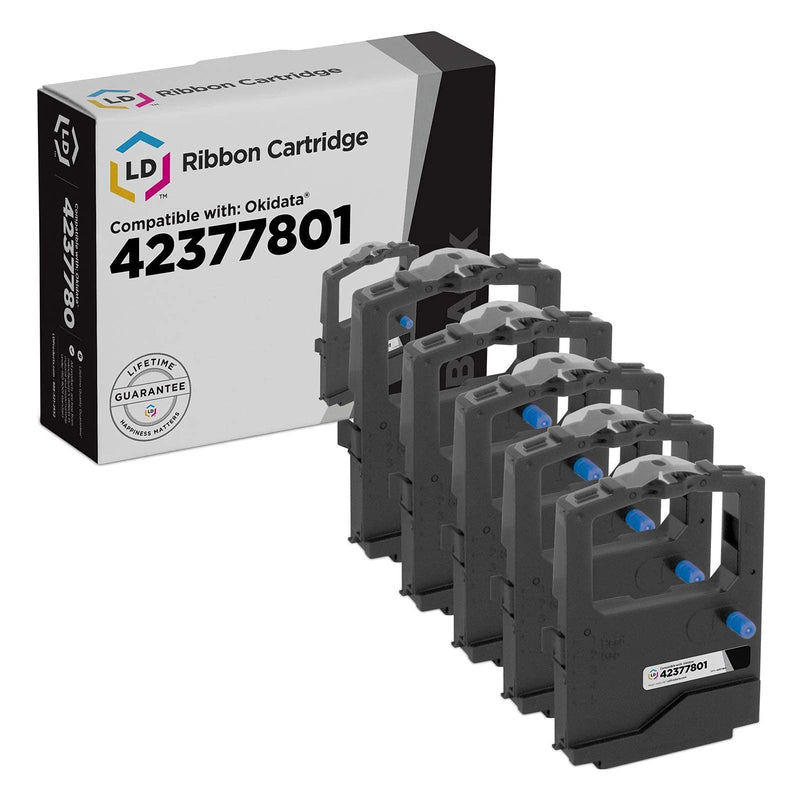 LD Products Compatible Printer Ribbon Cartridge Replacement for Okidata 42377801 (Black, 5-Pack) for use in OKI MICROLINE:420, 420 n, 421, 421 n, 490, 490 n, 491, 491 n, 720, 721, 790, 791