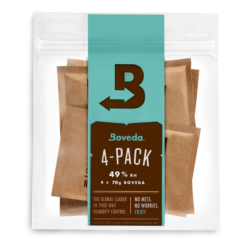 Boveda 49% Two-Way Humidity Control Packs for Music Instruments – 4 Pack – Standard Size – Prevents Warping & Cracking for Wooden Instruments– Humidifier Packs for Instrument Cases – Resealable Bag 49% Music - 4 Pack Standard