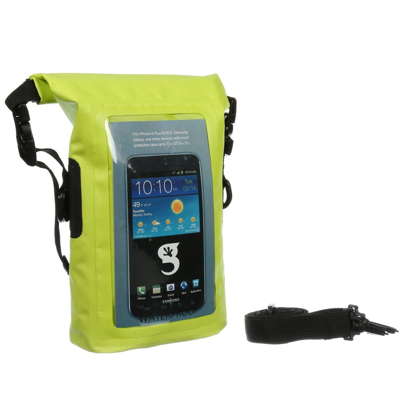 geckobrands Waterproof Phone Tote Dry Bag Waterproof Case, Neon Green - Works with Samsung Galaxy, iPhone, Google Bright Green