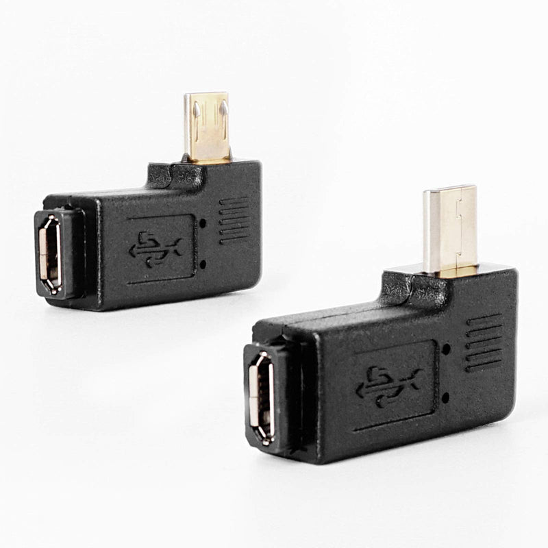 1 Pair Right Left Angle Micro USB Male 90 Degree USB Male to Micro Female Plug Adapters