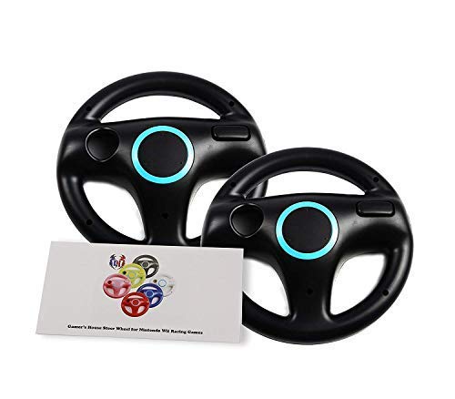 GH Mario Kart 8 Steering Wheel Compatible with Nintendo Wii (Bomb Black, 2 Pack), Racing Games Wheels for Wii (U) Remote Controller (6 Colors Available) 2 Pack Bomb Black