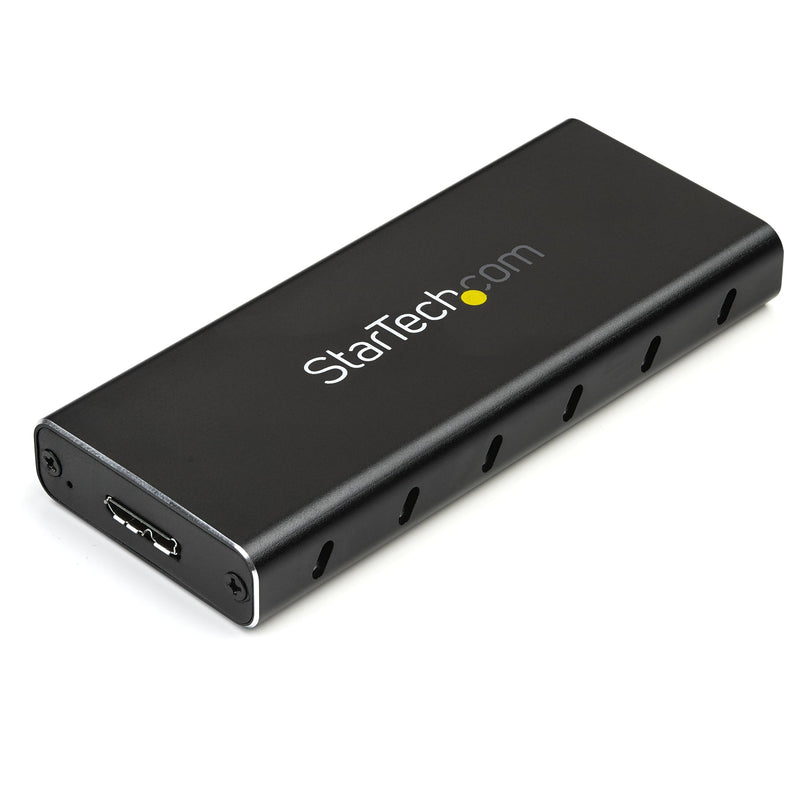 StarTech M.2 SATA SSD Enclosure, USB 3.1 10Gbps, Aluminum (SM21BMU31C3) | For USB-C host, Cable included, USB 3.1 Gen 2, 30 to 80mm, SATA I/II/III, Ventilation, Aluminum 10Gbps SATA