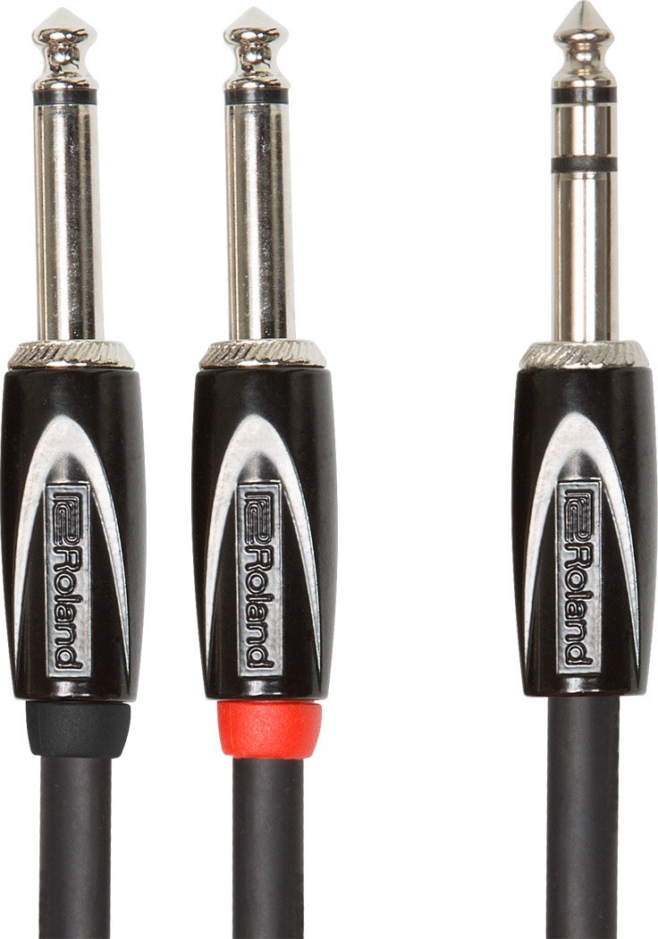 Roland Black Series 1/4-Inch TRS Male to Dual 1/4-Inch TS Male Insert/Splitter Cable - 10 Foot (RCC-10-TR28V2) 10 ft./3 m Single