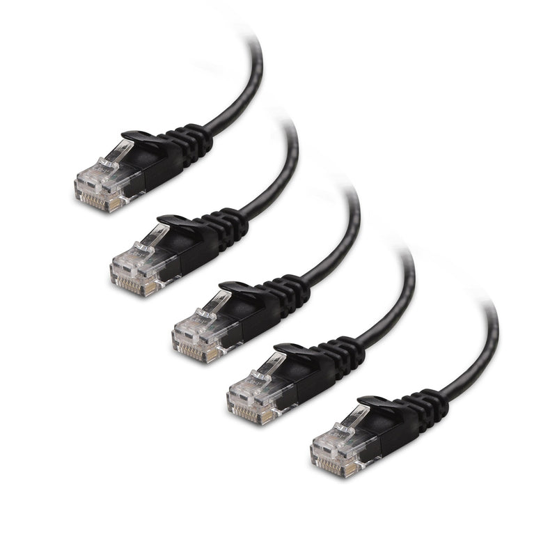 [AUSTRALIA] - Cable Matters 10Gbps 5-Pack Snagless Cat 6, Cat6 Ultra Thin Ethernet Cable 14 ft (Thin Cat6 Cable) in Black 