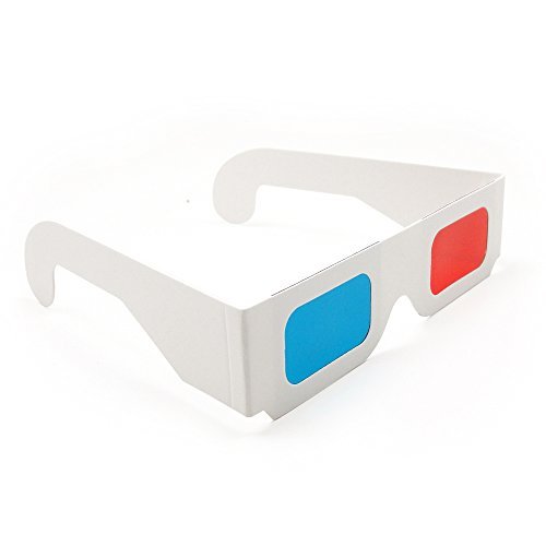 12 Pairs of Red/Cyan Cardboard 3D Glasses - White Frame