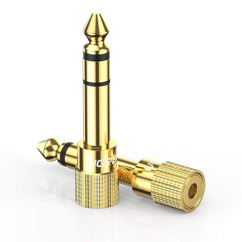 UGREEN 6.35mm 1/4 inch Male to 3.5mm 1/8 inch Female Stereo Headphone Adapter Audio Jack Plug Gold Plated for Speaker Headphone Guitar Digital Piano Amp, 2 Pack