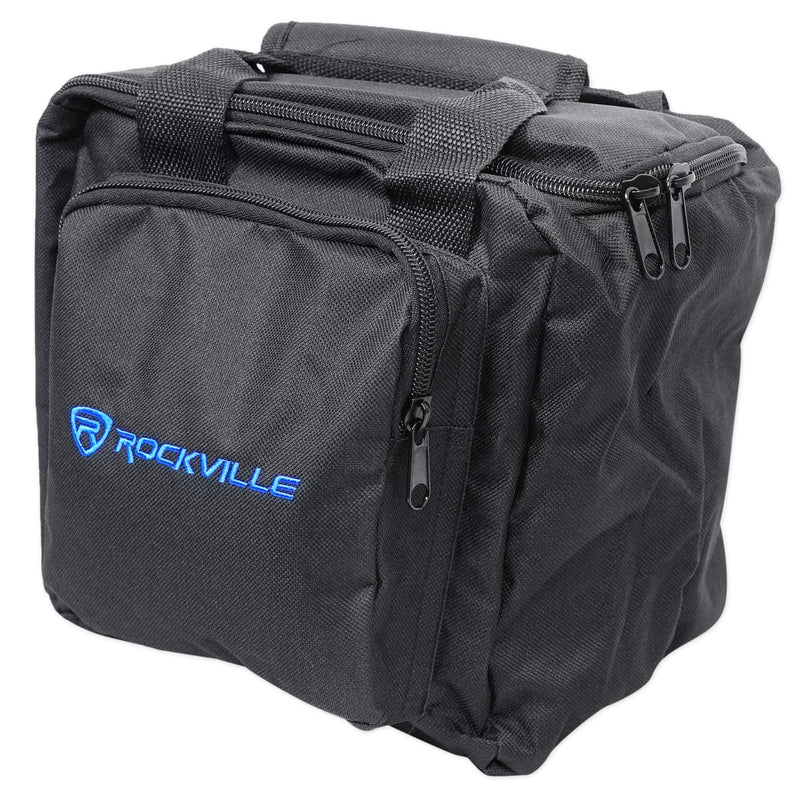 Rockville RLB90 Universal Travel Bag for 2 Slim LED Par Lights, Controller and Cables, Extra-Thick Padding, Removable Dividers, Zippered Pockets, for DJs and Mobile Entertainers