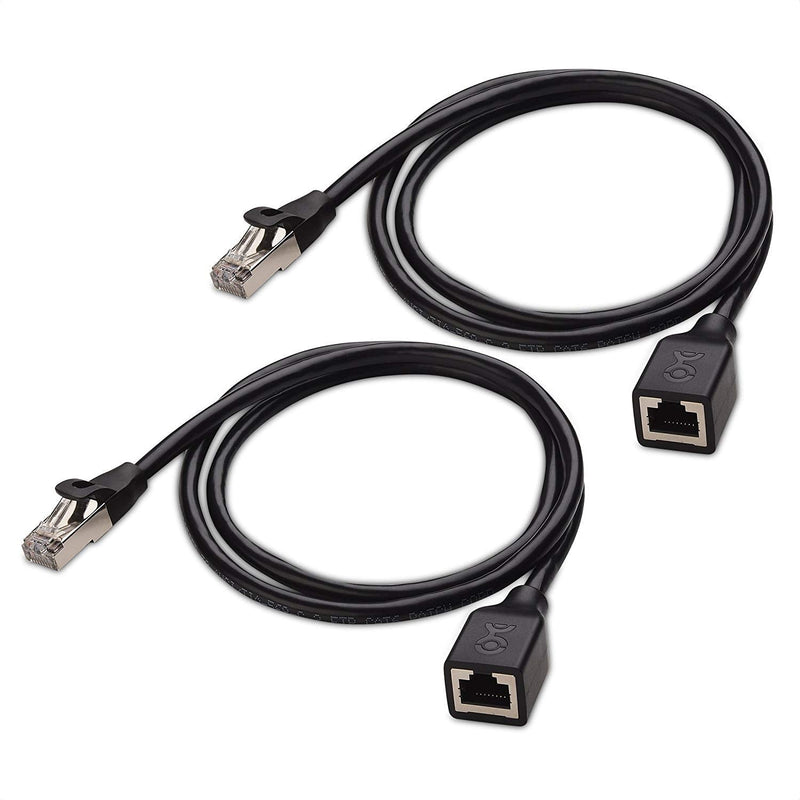 [AUSTRALIA] - Cable Matters 10Gbps 2-Pack Shielded Cat 6 Ethernet Extension Cable 3 ft (Shielded Ethernet Extension Cable, Cat6 Extension, Ethernet Extender, Ethernet Cable Extender) 3 Feet 