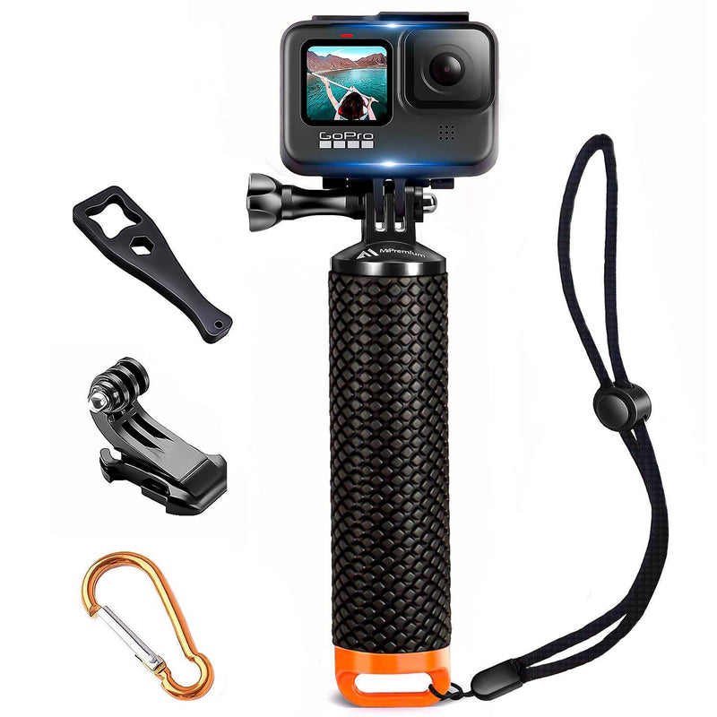 Waterproof Floating Hand Grip Compatible with GoPro Hero 9 8 7 6 5 4 3 3+ 2 1 Session Black Silver Camera Handler & Handle Mount Accessories Kit for Water Sport and Action Cameras (Orange)