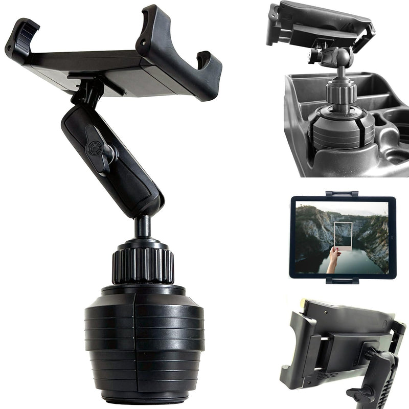 LongNeck Drinks Car Semi Truck Cup Holder Mount for Tablets & Phones - iPad Pro 12.9 10.5 9.7 Air Mini, Galaxy Tab, iPhone 14 15 16 17 Air Pro MAX Galaxy S25 S24 Fold Oneplus Pixel