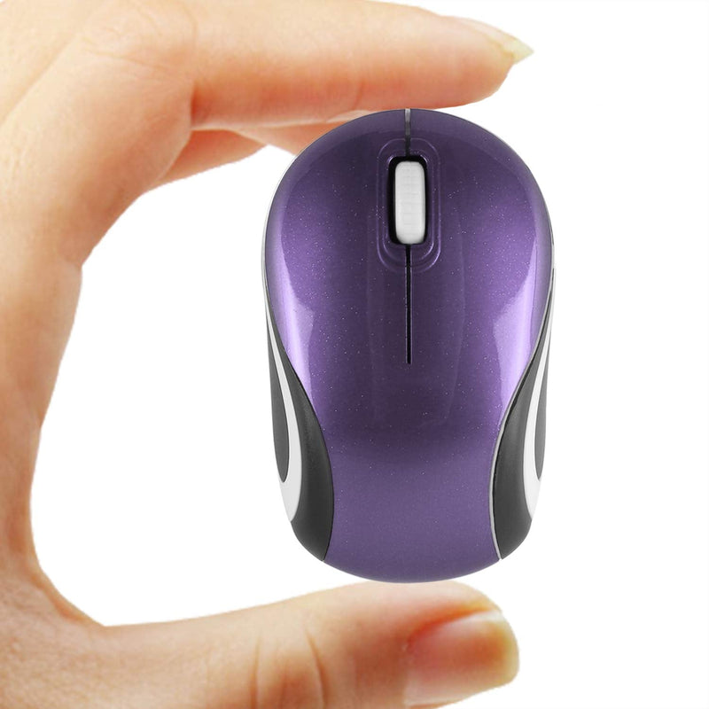 Mini Small Wireless Mouse for Kids Children 3-7 Years Old Child Size Optical Portable Mini Cordless Mice with USB Receiver for Laptop Computer (Purple)