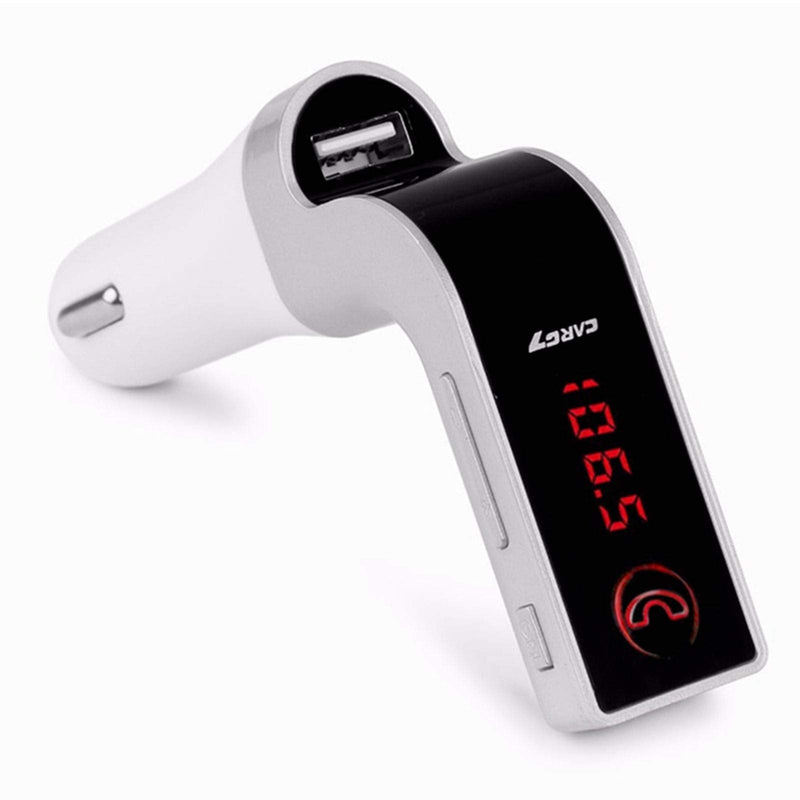 Bluetooth FM Transmitter for car, TIANSHILI Handsfree Bluetooth Receiver Car Kit with Mic/TF Card/USB Drive/AUX Play for iPhone,iPad and Other Android Phones-Silver Silver