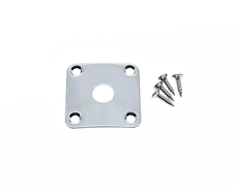 KAISH Chrome Metal Curved Bottom Jack Plate Curved Base Square Jackplate for Les Paul LP Guitars Curved Base/Bottom