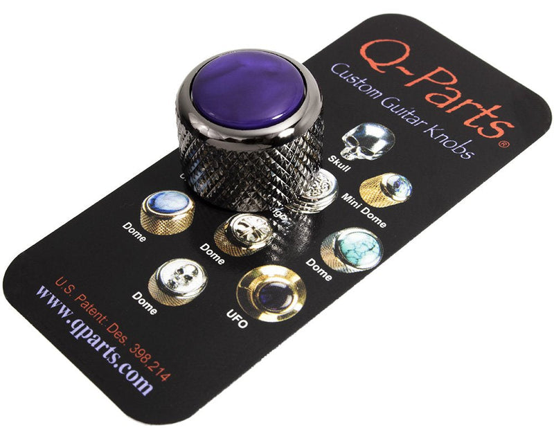 EAXIUCE Q-Parts Dome Knob for Guitar, Black Chrome with Acrylic Purple Pearl Inlay