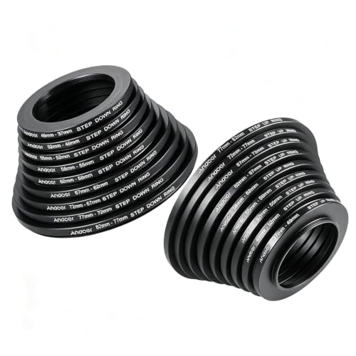 Andoer® 18pcs Step Up/Step Down Lens Filter 37 49 52 55 58 62 67 72 77 82mm Metal Adapter Ring Kit 18 pcs