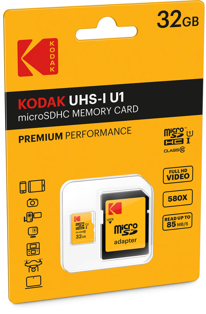 Kodak 32GB Class 10 UHS-I U1 microSDHC Card with Adapter