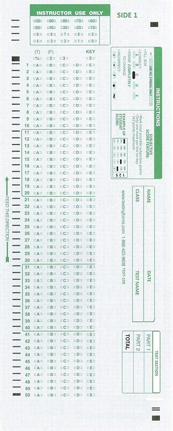 TEST-100E 882 E Compatible Testing Forms (50 Sheet Pack) 50 Sheet Pack