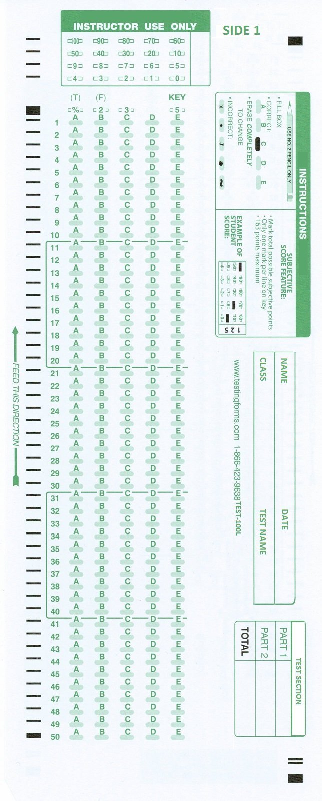 TEST-100L 882 E Lovas Compatible Testing Forms (100 Sheet Pack) 100 Pack TEST-100L