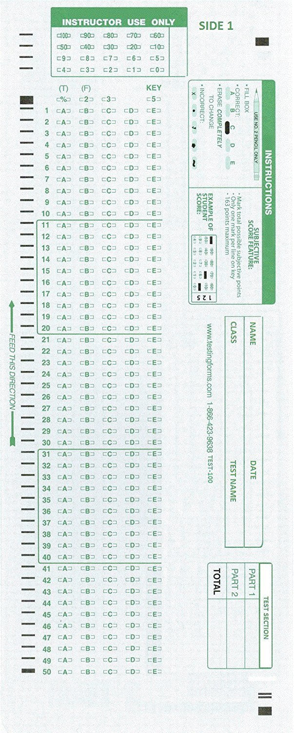 TEST-100E 882 E Compatible Testing Forms (100 Sheet Pack) 100 Sheet Pack