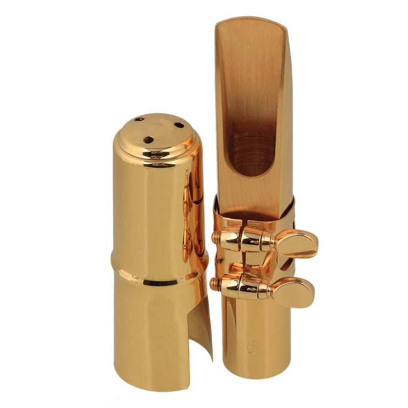 Yibuy B-flat Tenor Sax Saxophone Metal Mouthpiece Size #6 Gold Plated
