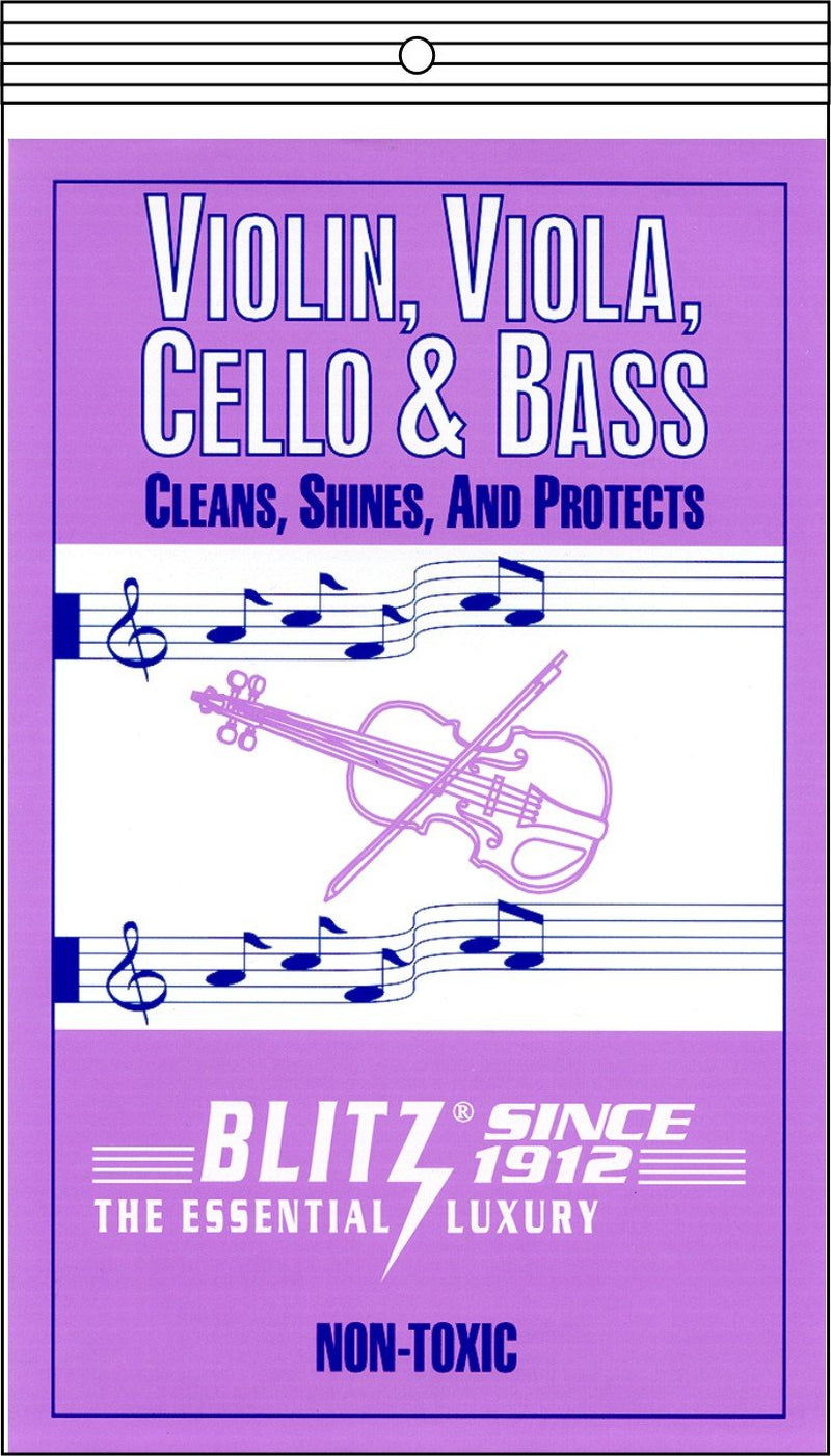 Blitz Music Care 333 Violin, Viola, Cello & Bass Care Cloth for Cleaning, Shining, and Protection, 4-Pack
