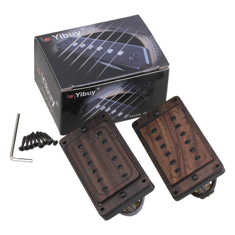 Yibuy 50/52mm Rose Wood Electric Guitar Pickups & Black Screws & Wrench Set of 2