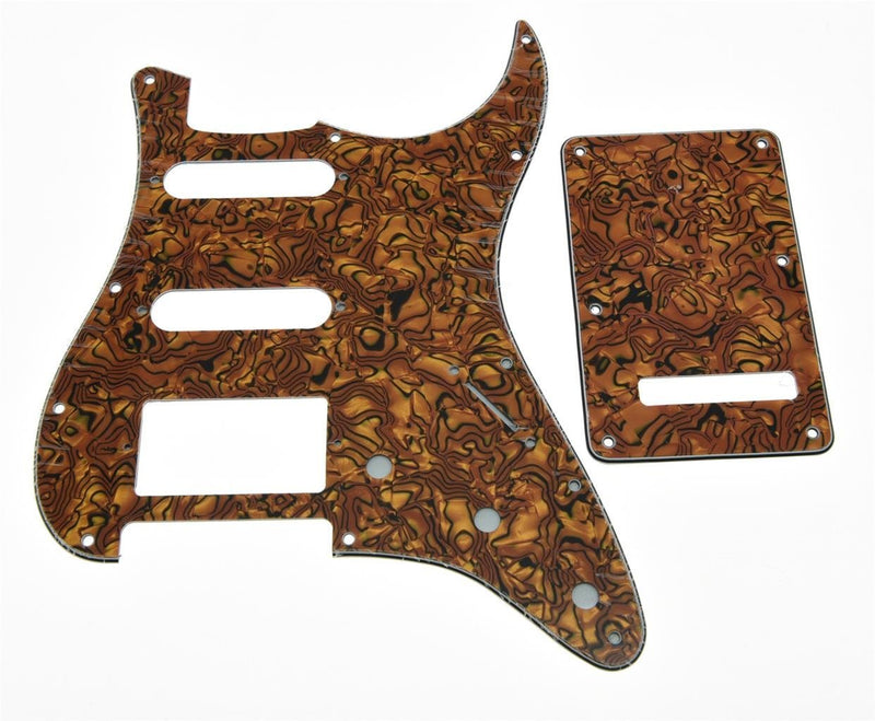 KAISH 11 Hole ST/Strat Style Pickguard HSS Pick Guard with ST Back Plate Tremolo Trem Cover for USA/Mexico Stratocaster/Strat Tiger Stripe