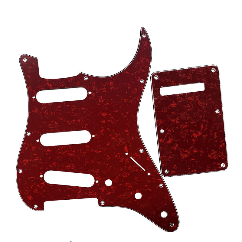 [AUSTRALIA] - KAISH 11 Hole ST/Strat Style Pickguard SSS Pick Guard with ST Back Plate Tremolo Trem Cover for USA/Mexico Stratocaster/Strat Red Pearl 