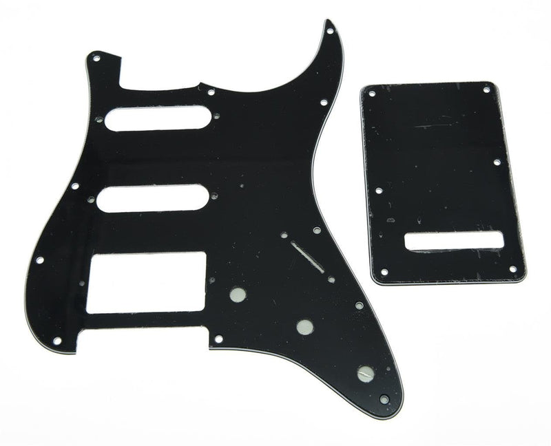 [AUSTRALIA] - KAISH 11 Hole ST/Strat Style Pickguard HSS Pick Guard with ST Back Plate Tremolo Trem Cover for USA/Mexico Stratocaster/Strat Black 3 Ply Black 3 Ply (BWB) 