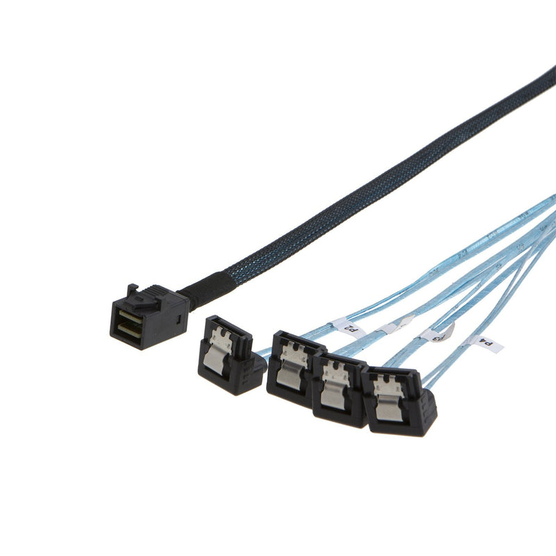 [AUSTRALIA] - CableCreation Internal HD Mini SAS (SFF-8643 Host) - 4X SATA (Target) Angle Cable, SFF-8643 for Controller, 4 Sata Connect to Hard Drive, 1M / 3.3FT 3.3FT/1.0M Black Right Angle 1 