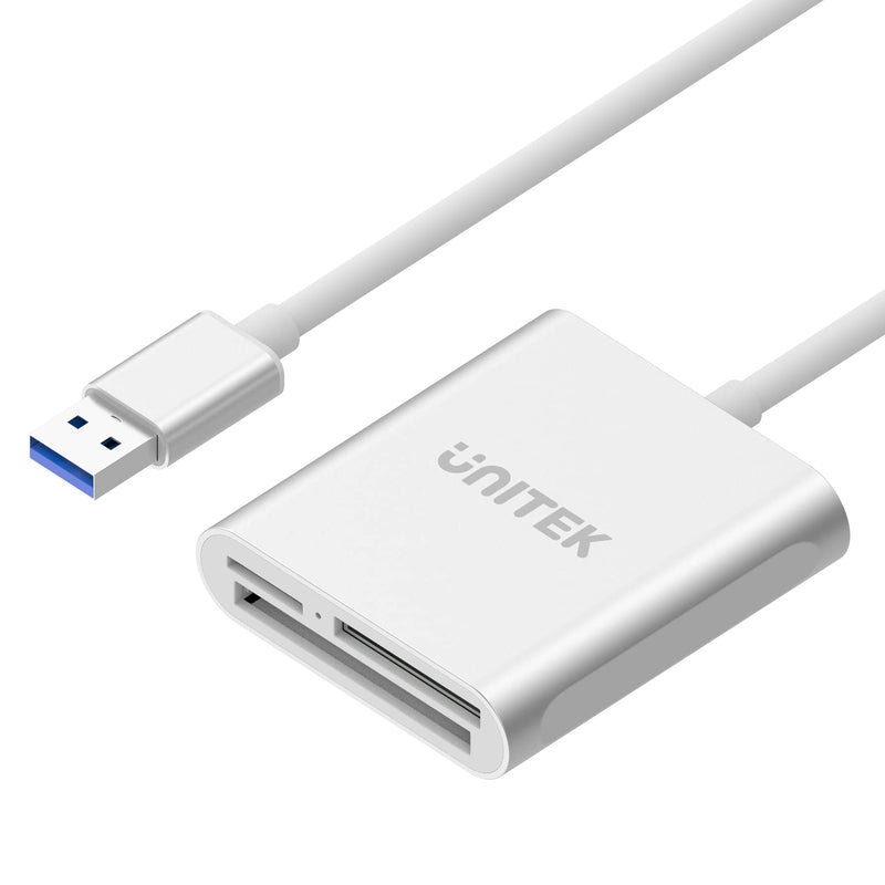 USB SD Card Reader, Unitek USB 3.0 Memory Card Reader Writer Compact Flash Card Adapter for CF/SD/TF Micro SD/ Micro SDHC/MD/MMC/SDHC/SDXC UHS-I Card for Windows, Mac – Aluminum [Upgrade Version] Sliver