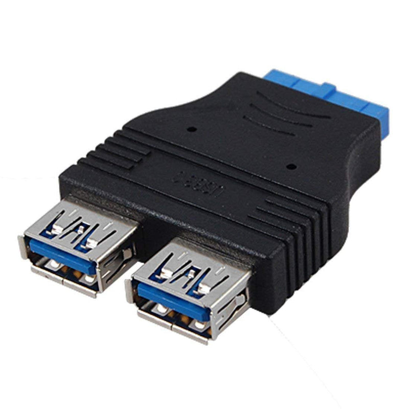 SinLoon 2 Ports USB 3.0 Female to USB3.0 Motherboard Female 20 Pin Header Connector Extension Adapter Slot Adapter Splitter for USB Ports Directly to Your Motherboard (USB3.0 Connector 20 PIN)