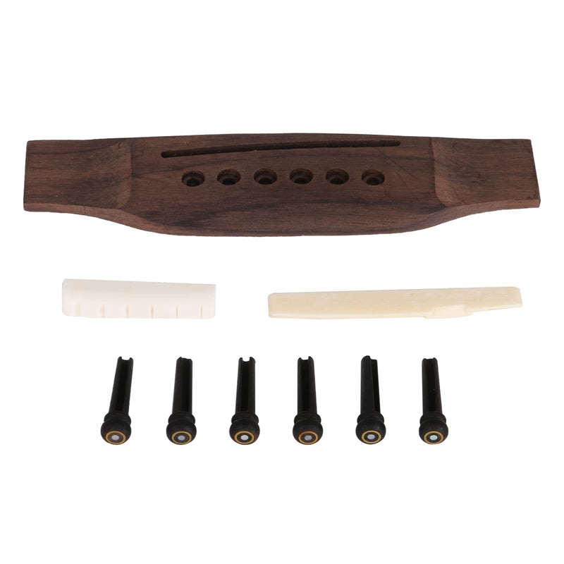 [AUSTRALIA] - BQLZR Acoustic Guitar Replacement Set Ebony Bridge End Pins Bone Saddle & Nut and Rosewood Bridge Parts 