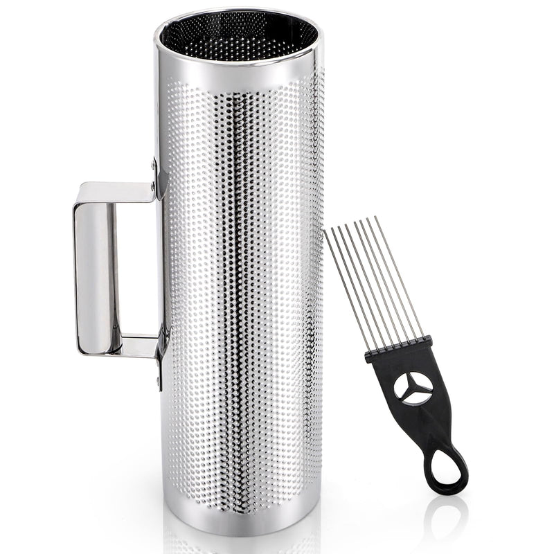 Foraineam Stainless Steel Guiro with Scraper, 12" x 4" Professional Latin Hand Percussion Instrument, Band Accompaniment Musical Training Tool Metal Guiro Shaker Instrument