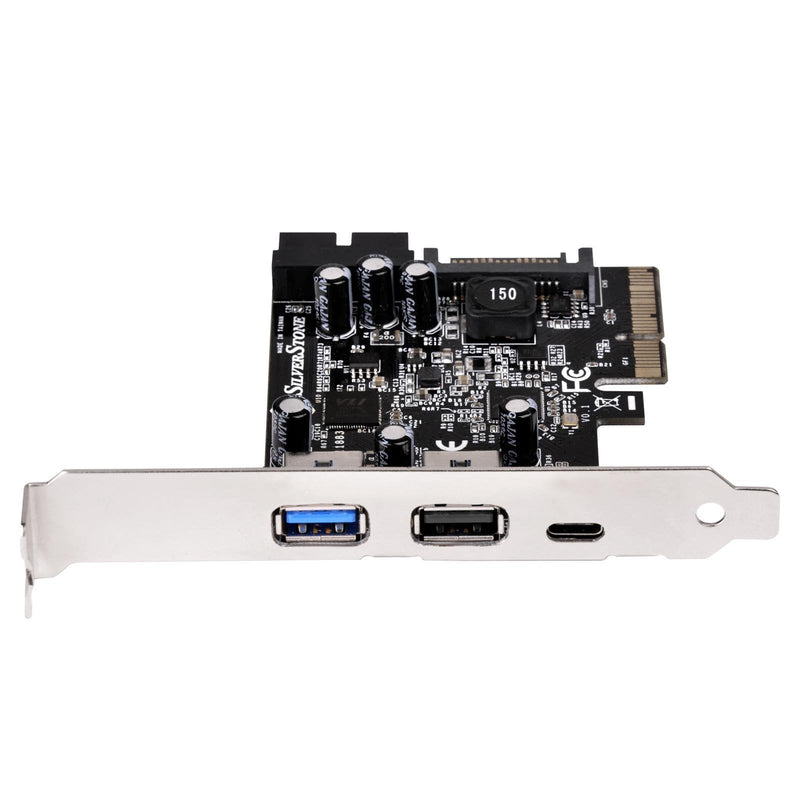 SilverStone Technology USB 3.1 and 3.0 PCIe Card with External Type C and Internal 19 Pin Connector ECU05, TAA Compliant