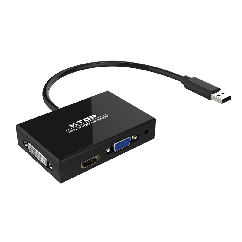 USB 3.0 to HDMI-DVI-VGA Video Graphics Card Adapter for Multiple Monitors-Add HDMI and DVI-D or HDMI and VGA (Compatible for Windows 10, 8.1, 7, XP) USB 3.0 to HDMI-DVI-VGA