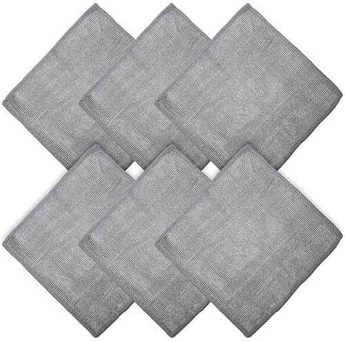WHOOSH! Microfiber Glasses & Screen Cleaning Cloth, 6 Pack, 6x6, Grey 6 Count (Pack of 1)