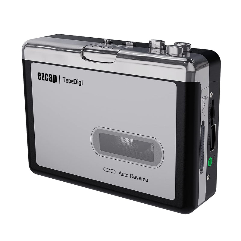 Ezcap USB Cassette Tape to MP3 Converter, Digital Tape Player Cassette Capture Converts Tape to MP3 into USB Flash Drive, No PC Required No Bluetooth Black